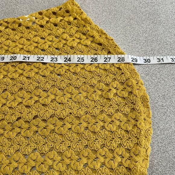 Comme Toi Sz M Sunny Yellow Open Crochet Knit Short Sleeve Top Boho Lightweight - Picture 7 of 8